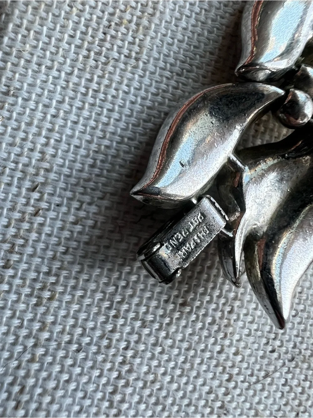 Vintage Silver Tone Trifari Leaf Link Bracelet